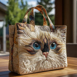 Handmade bag - White cat with blue eyes