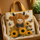 Handmade bag - Scottish Highland cow and sunflowers
