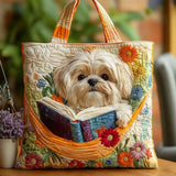 Craft bag - Shih-tzu with books and flowers