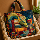 Handmade bag - Dragon with books and cups