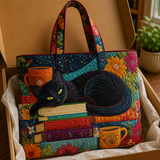 Craft bag - Black cat with books and cups