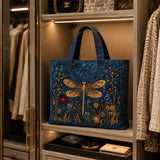 Quilted Tote Bag - Golden Dragonfly