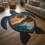 Coastal Paradise Turtle Custom Shape Area Rug