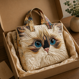 Handmade bag - White cat with blue eyes