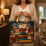 Handmade bag - Floral and book print