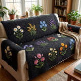 Midnight Flower Field Quilted Sofa Cover NCU0TV1549