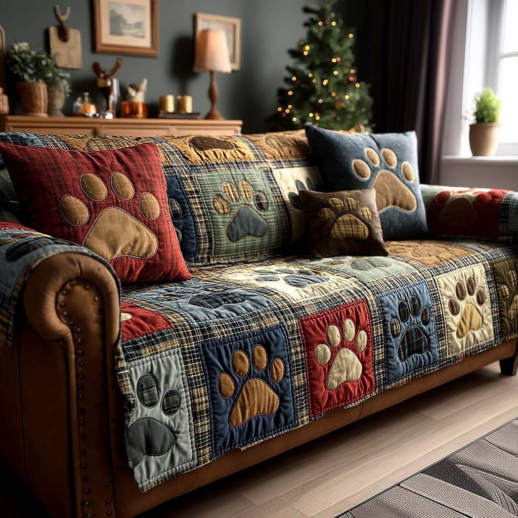 Pet Paw Quilted Sofa Cover NCU0VT338