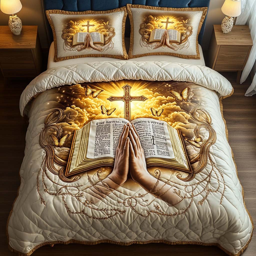 Cross 3-Piece Quilted Bedding Set NCU0VT189