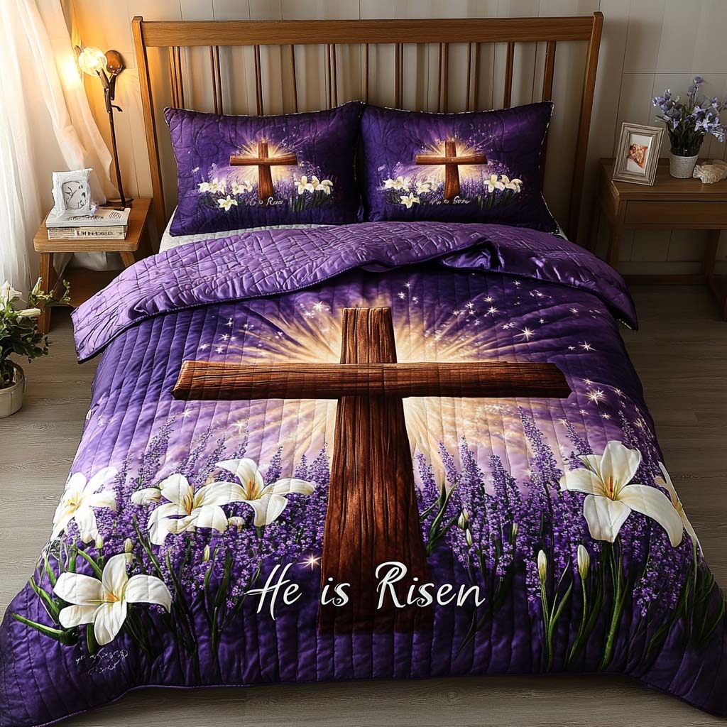 Cross 3-Piece Quilted Bedding Set NCU0VT189