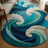Rolling Ocean Waves Custom Shape Area Rug