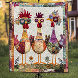 Rooster Garden Charm Quilted Blanket NCU0PT909