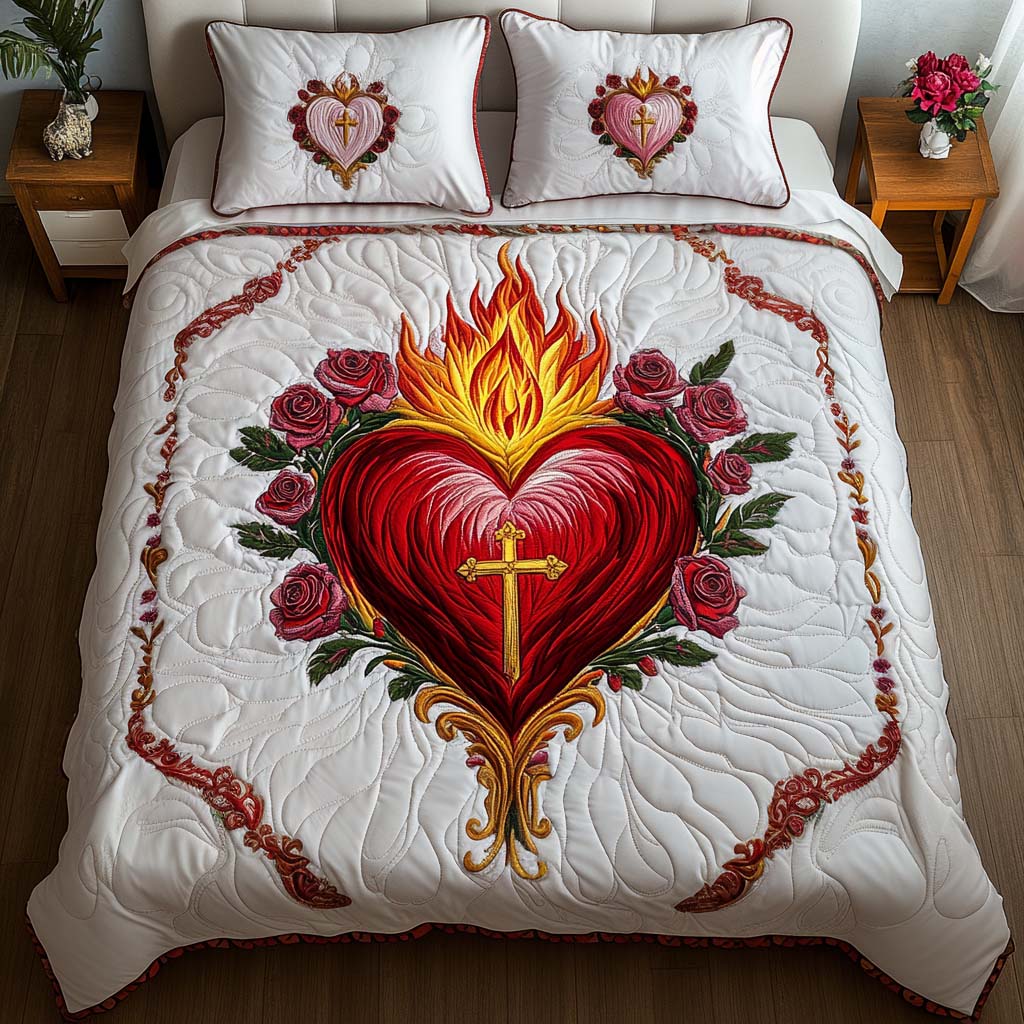 Cross 3-Piece Quilted Bedding Set NCU0VT189