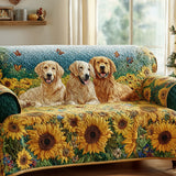 Sunflower Golden Retriever Quilted Sofa Cover NCU0HH986