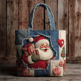 Rustic Santa WN0801070CL Quilted Tote Bag