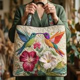 Handmade bag - Hummingbird and white flowers